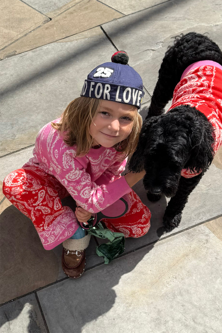 NEVER FULLY DRESSED Kids Red And Pink Bandana Knitted Set