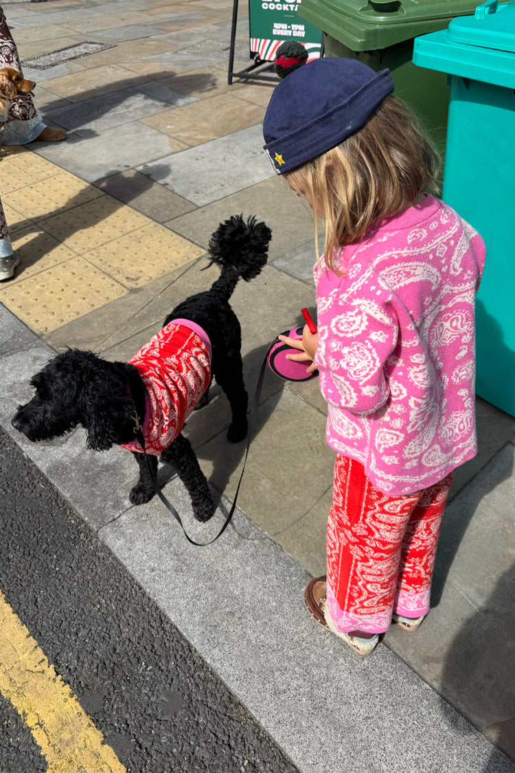 NEVER FULLY DRESSED Kids Red And Pink Bandana Knitted Set