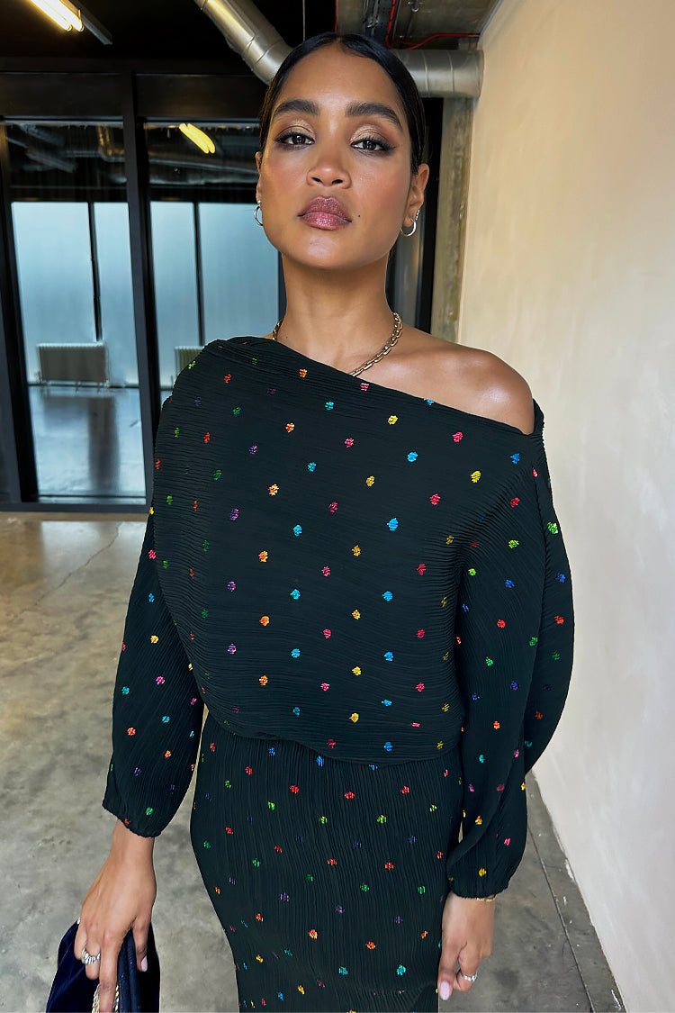 NEVER FULLY DRESSED Multi Spot Long Sleeve Tilly Dress
