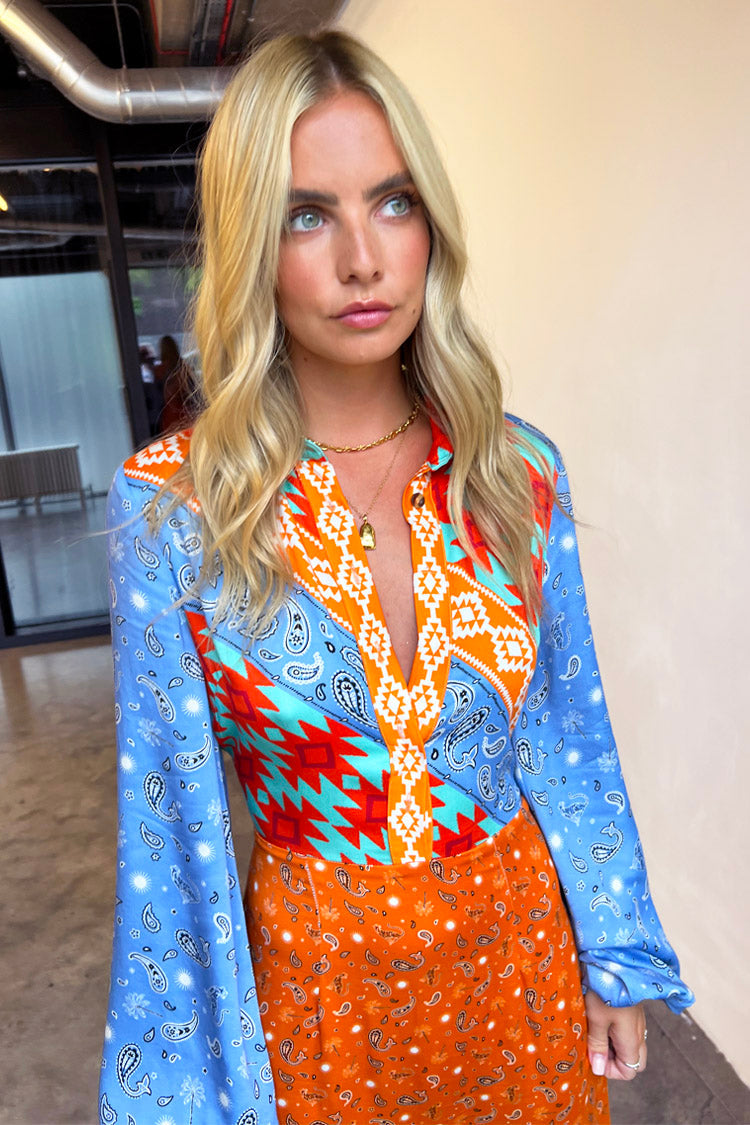  Blue Clash Effie Shirt Dress