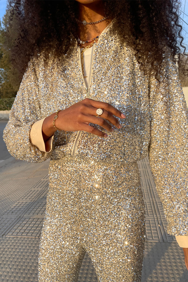 NEVER FULLY DRESSED Sequin Flared Trousers - Petite