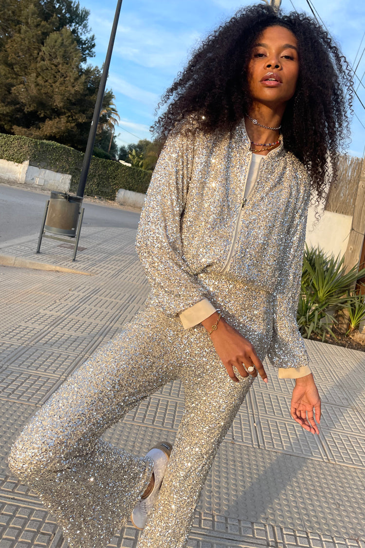 NEVER FULLY DRESSED Sequin Flared Trousers - Petite