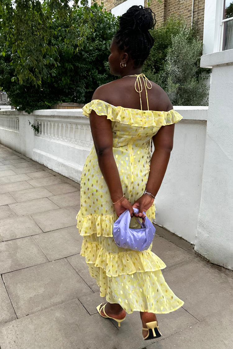  Yellow Floral Lulu Dress With Detachable Rose