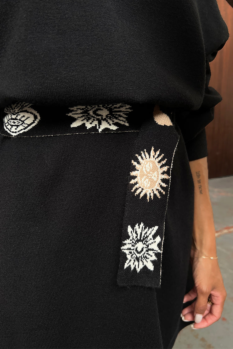  Black Lyon Belted Knit Dress