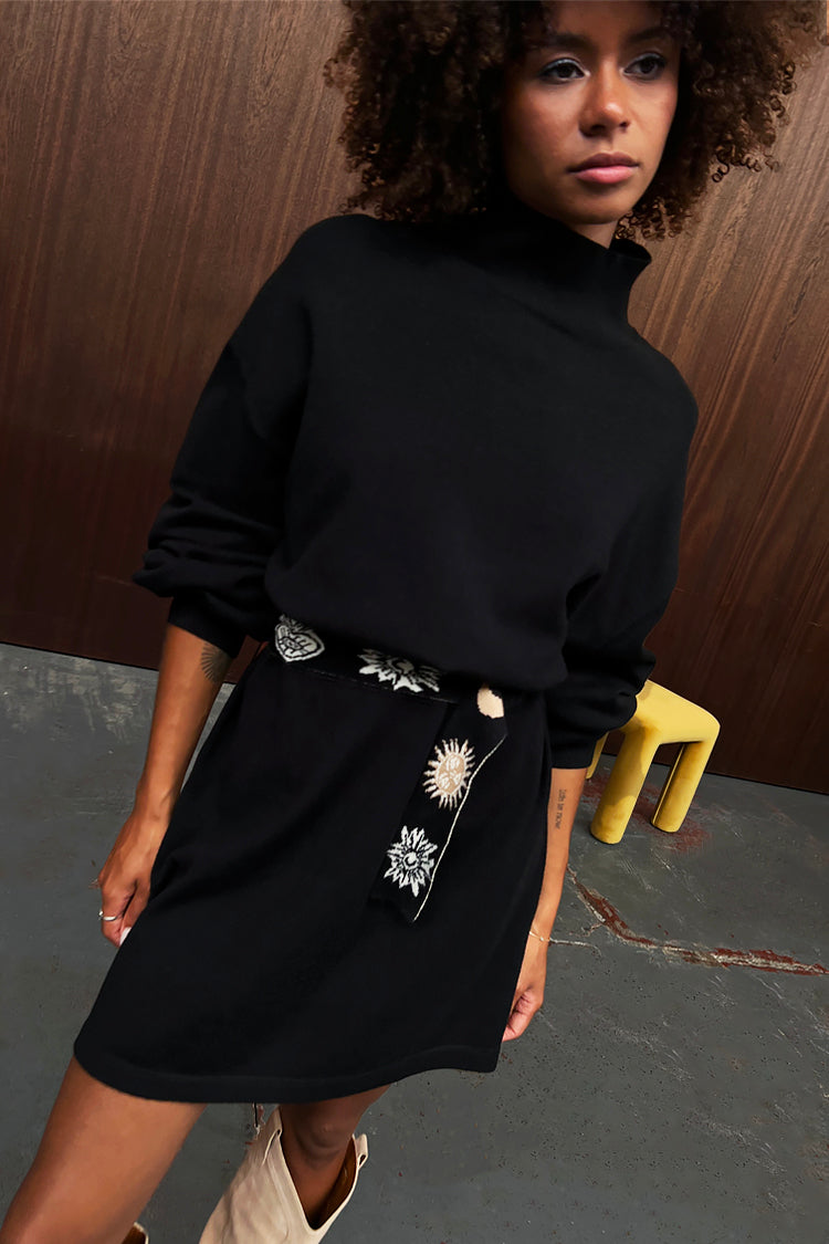  Black Lyon Belted Knit Dress
