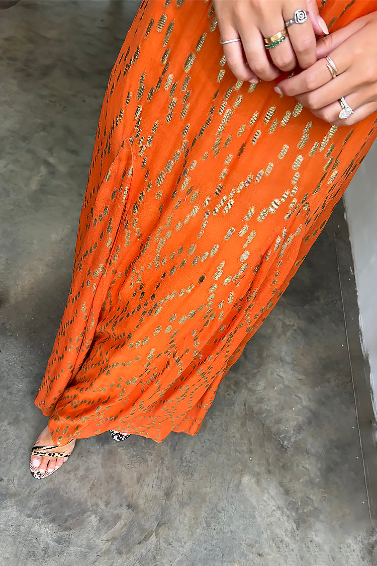 NEVER FULLY DRESSED Orange Jacquard Bibi Dress