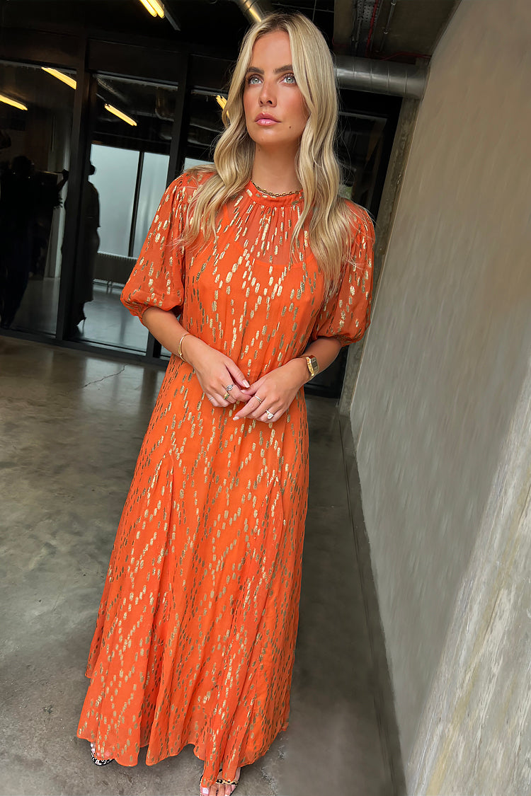 NEVER FULLY DRESSED Orange Jacquard Bibi Dress