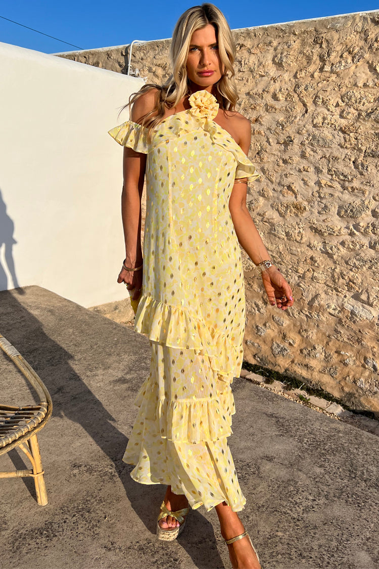  Yellow Floral Lulu Dress With Detachable Rose