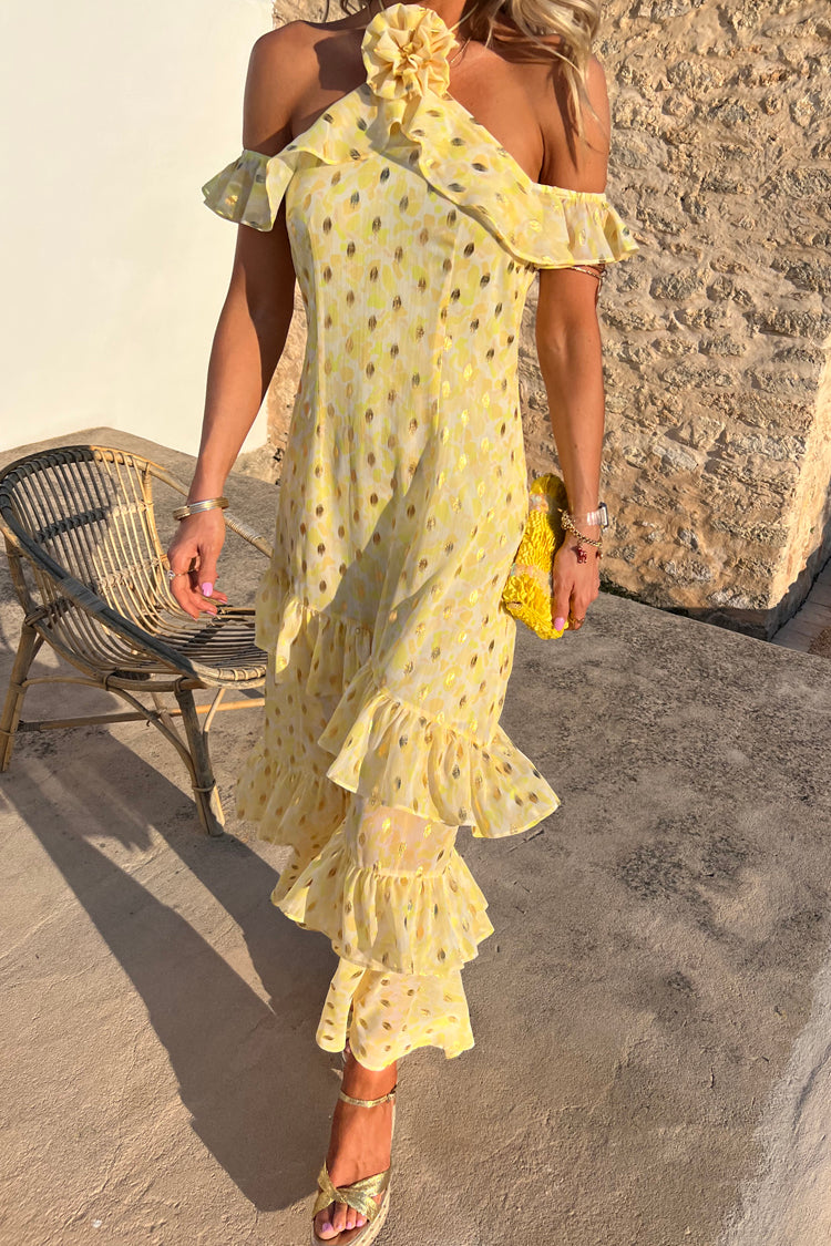  Yellow Floral Lulu Dress With Detachable Rose