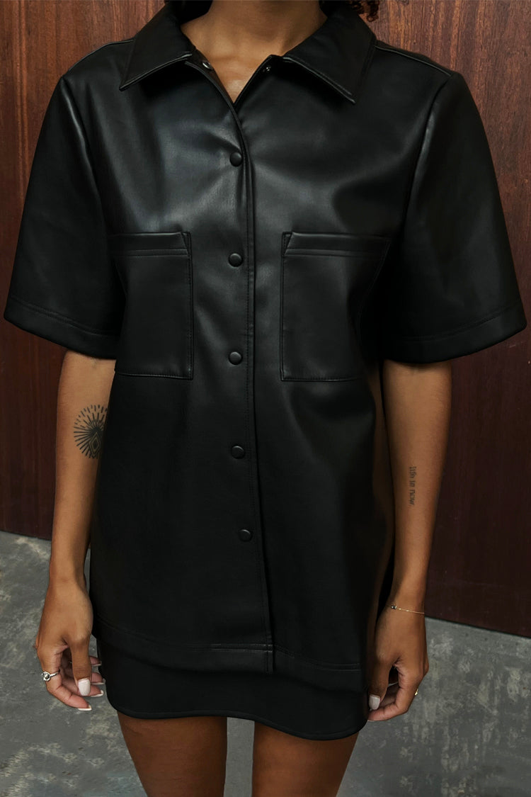  Black Vegan Leather Lizzie Shirt