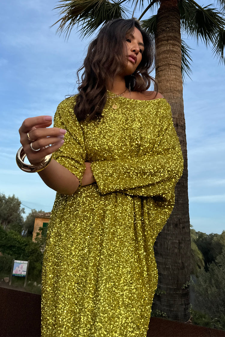 NEVER FULLY DRESSED Lime Sequin Jem Dress