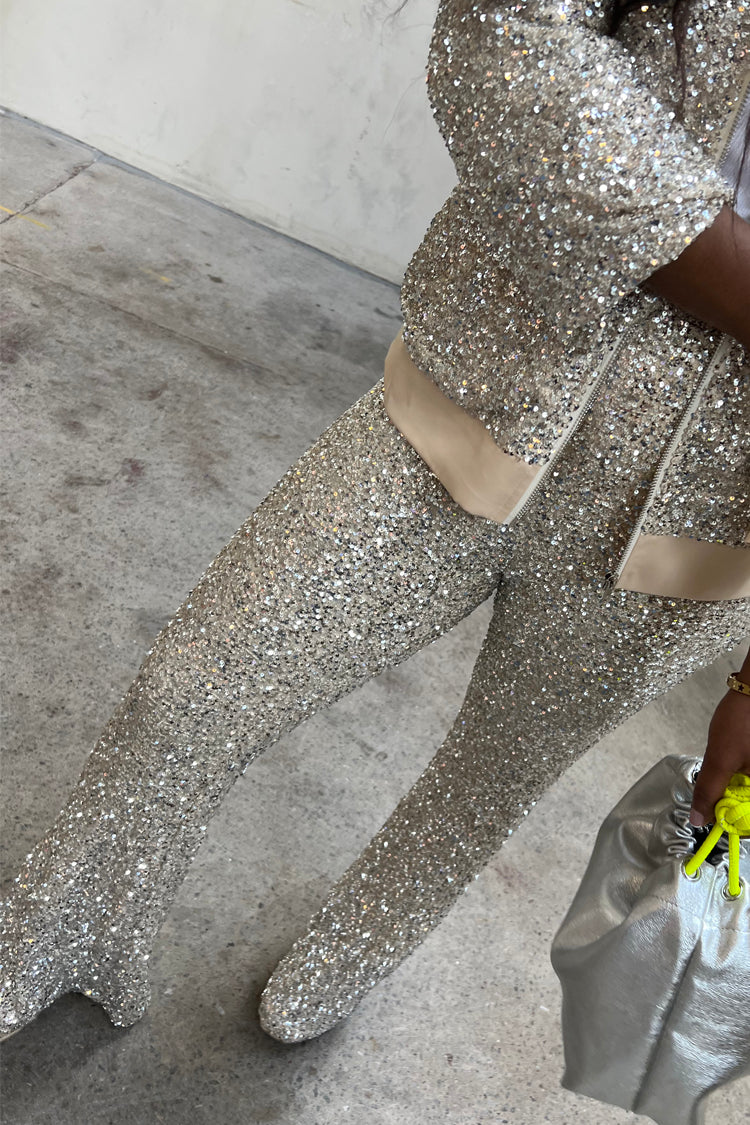 NEVER FULLY DRESSED Sequin Flared Trousers - Petite