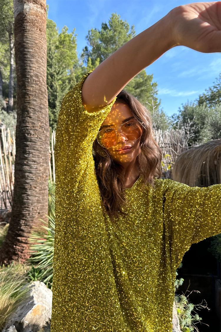 NEVER FULLY DRESSED Lime Sequin Jem Dress