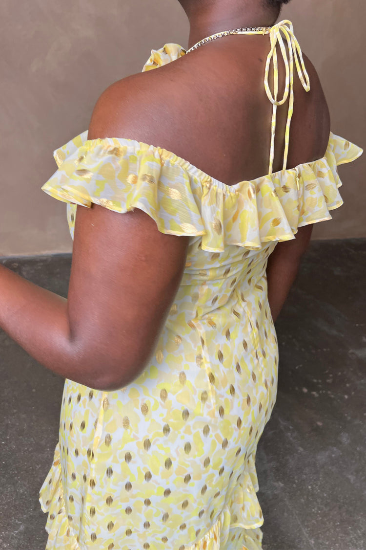  Yellow Floral Lulu Dress With Detachable Rose