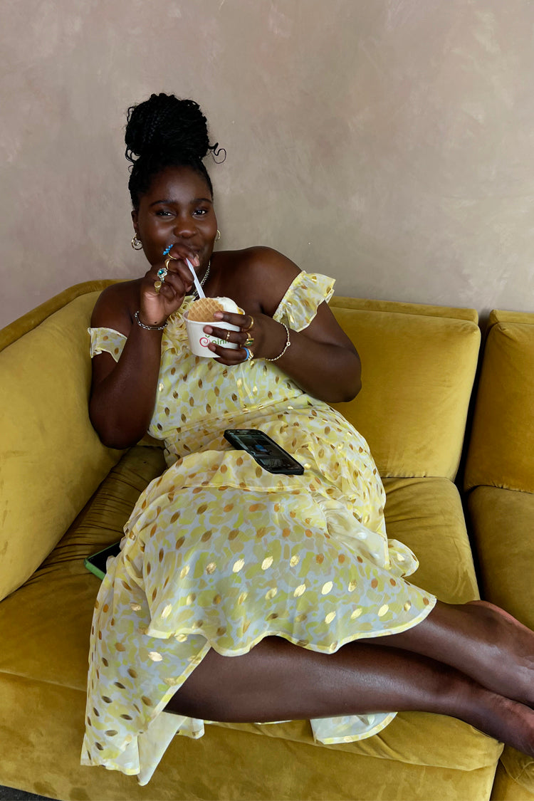 Yellow Floral Lulu Dress With Detachable Rose