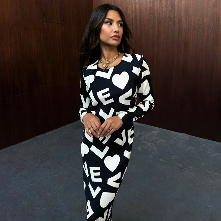 NEVER FULLY DRESSED Mono Love Midaxi Dress
