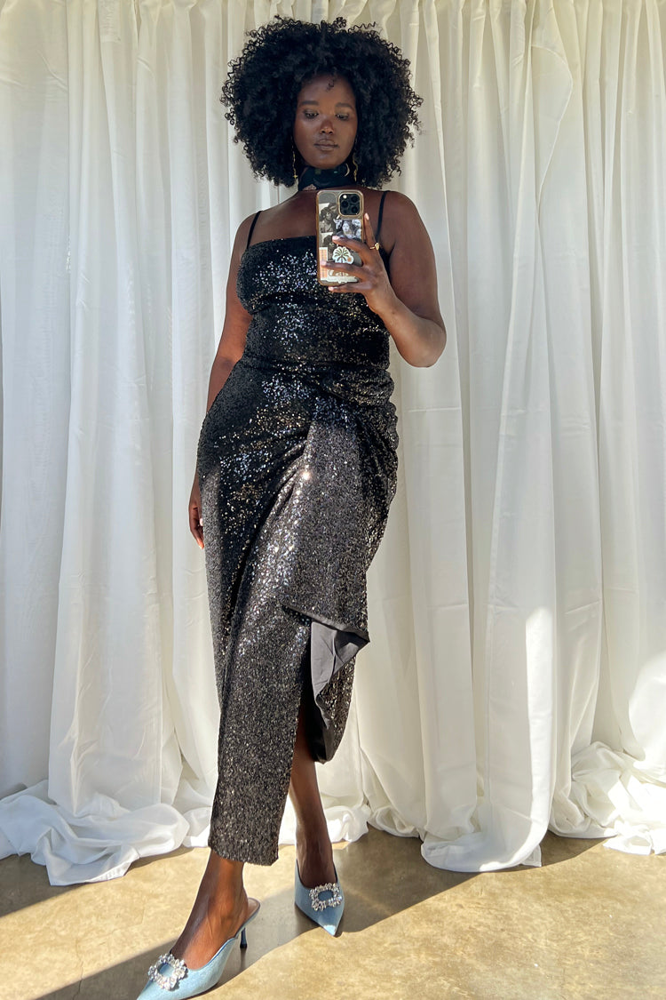 NEVER FULLY DRESSED Black Sequin Jaspre Skirt