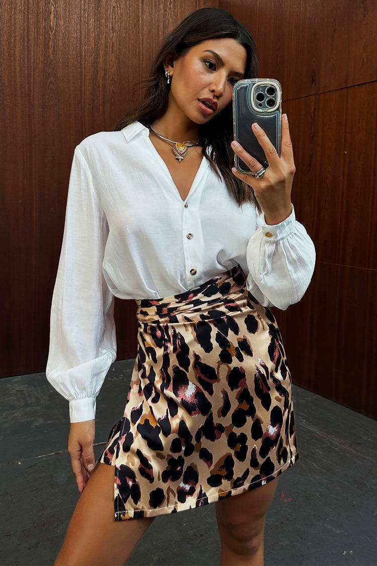 NEVER FULLY DRESSED Leopard Mini Jaspre Skirt Petite