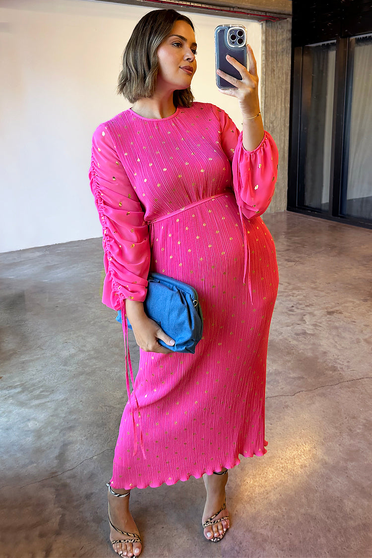 NEVER FULLY DRESSED Pink Bon Plisse Dress