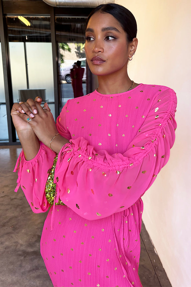 NEVER FULLY DRESSED Pink Bon Plisse Dress