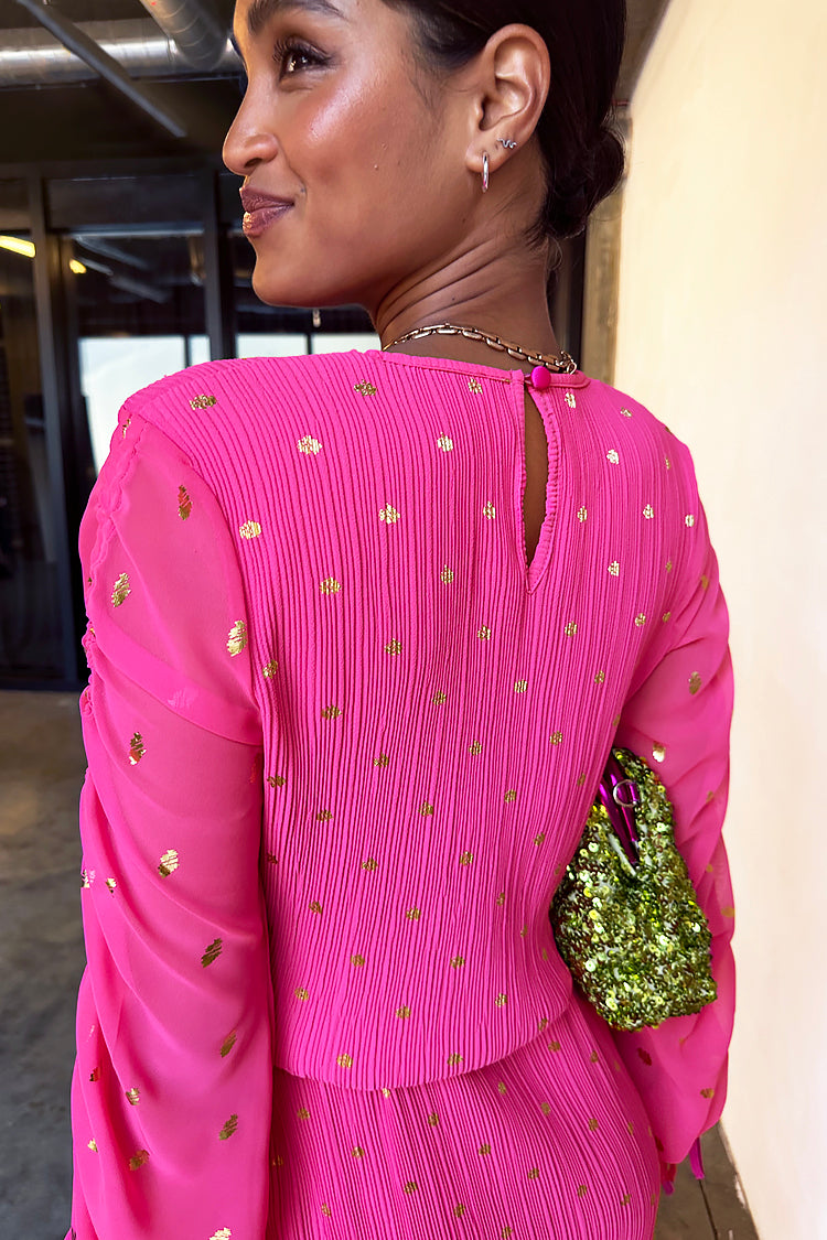 NEVER FULLY DRESSED Pink Bon Plisse Dress