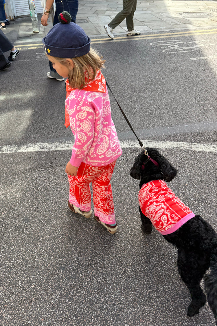 NEVER FULLY DRESSED Kids Red And Pink Bandana Knitted Set