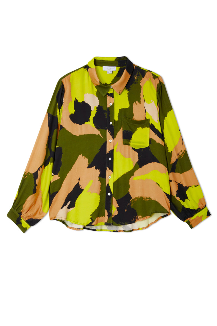 NEVER FULLY DRESSED Lime And Khaki Abstract Sami Shirt