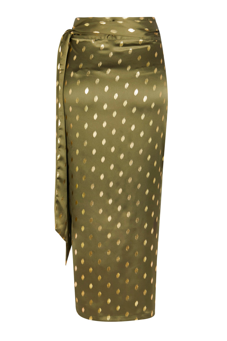 NEVER FULLY DRESSED Khaki Jaspre Skirt With Gold Fleck