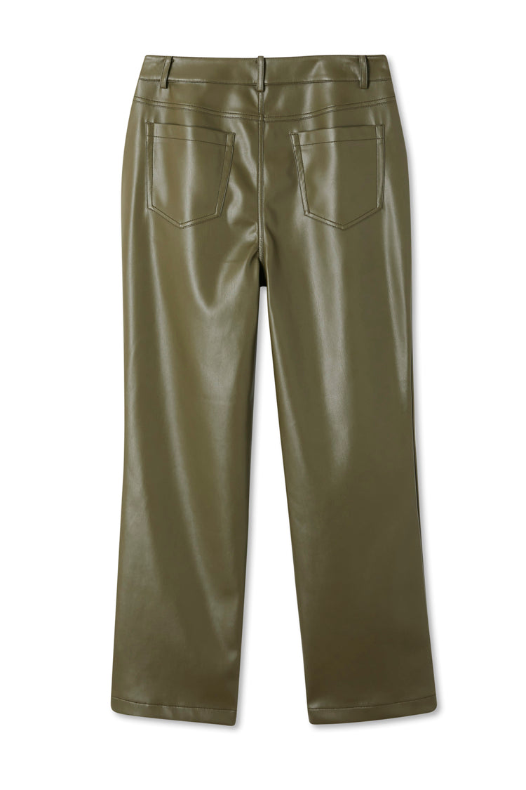 NEVER FULLY DRESSED Khaki Vegan Leather Trouser