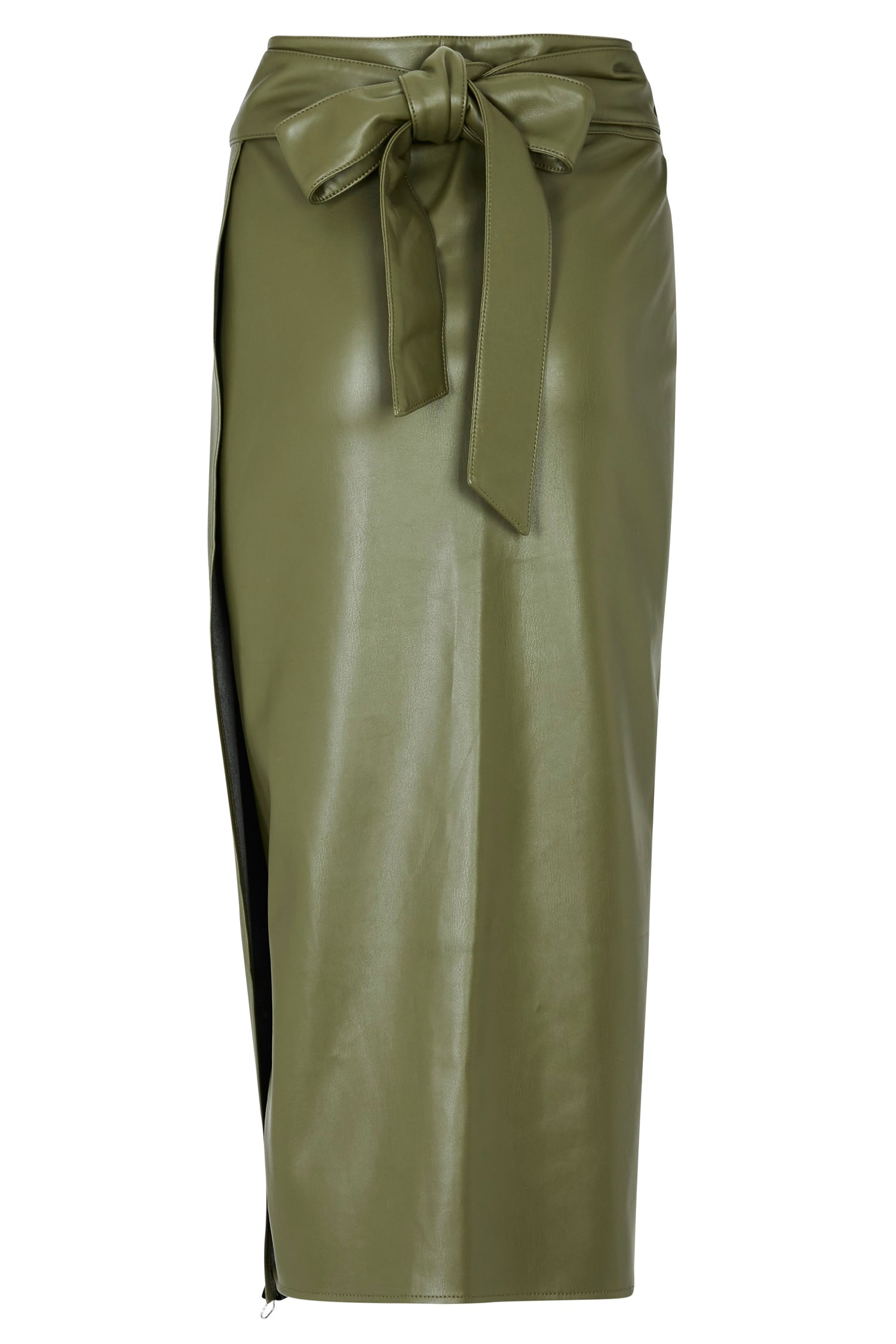 NEVER FULLY DRESSED Khaki Vegan Leather Jaspre Skirt