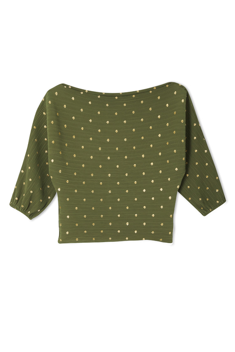 NEVER FULLY DRESSED Khaki Plisse Tilly Top