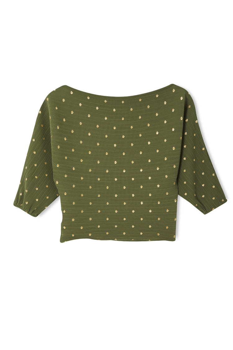 NEVER FULLY DRESSED Khaki Plisse Tilly Top