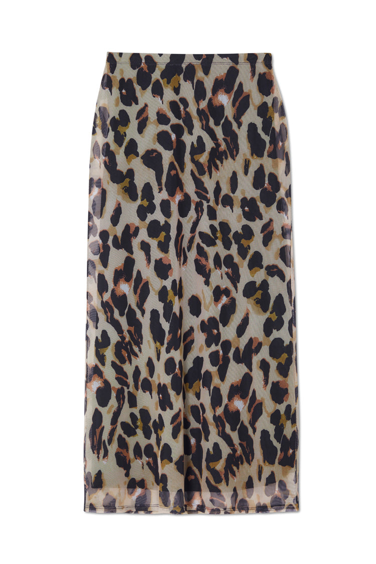 NEVER FULLY DRESSED Leopard Mesh Skirt