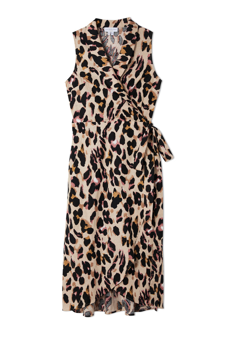 NEVER FULLY DRESSED Cotton Linen Leopard Brooklyn Dress