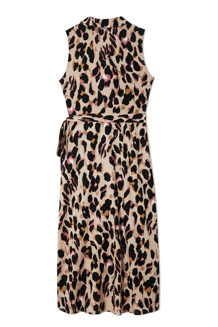 NEVER FULLY DRESSED Cotton Linen Leopard Brooklyn Dress