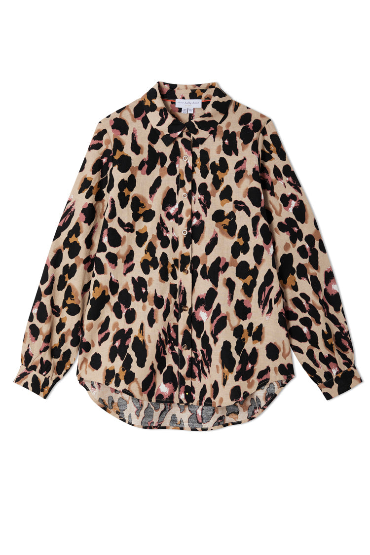 NEVER FULLY DRESSED Cotton Linen Leopard Gabbie Shirt