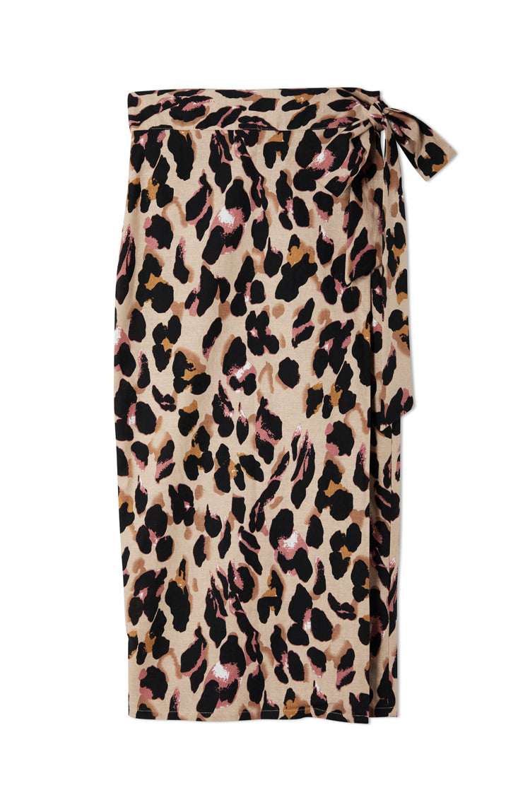 NEVER FULLY DRESSED Cotton Linen Leopard Maxi Jaspre Skirt