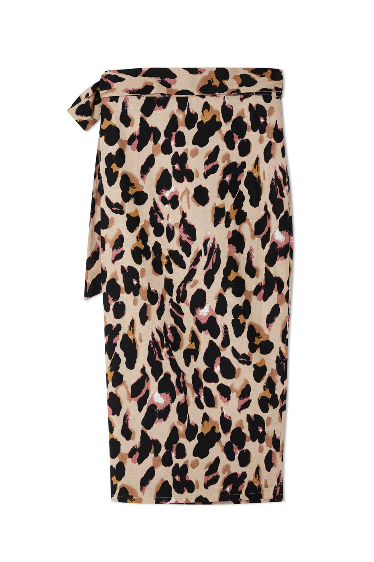 NEVER FULLY DRESSED Cotton Linen Leopard Maxi Jaspre Skirt