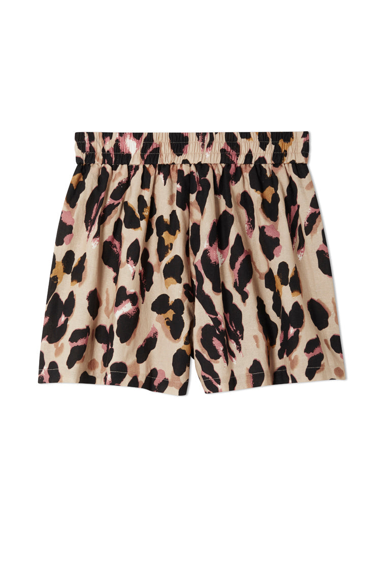 NEVER FULLY DRESSED Linen Leopard Shorts