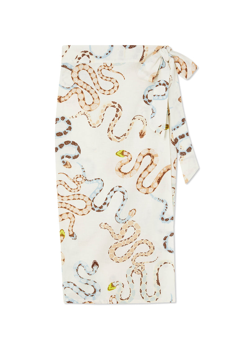 NEVER FULLY DRESSED Cotton Linen Snake Jaspre Wrap Skirt