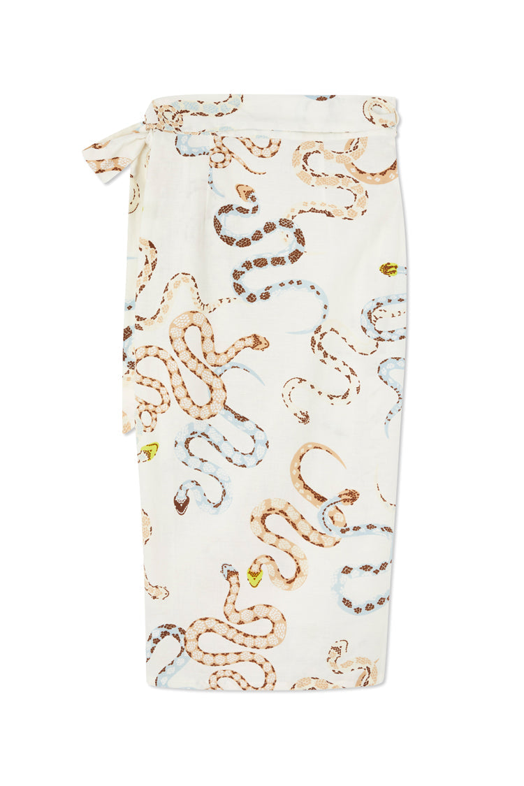 NEVER FULLY DRESSED Cotton Linen Snake Jaspre Wrap Skirt