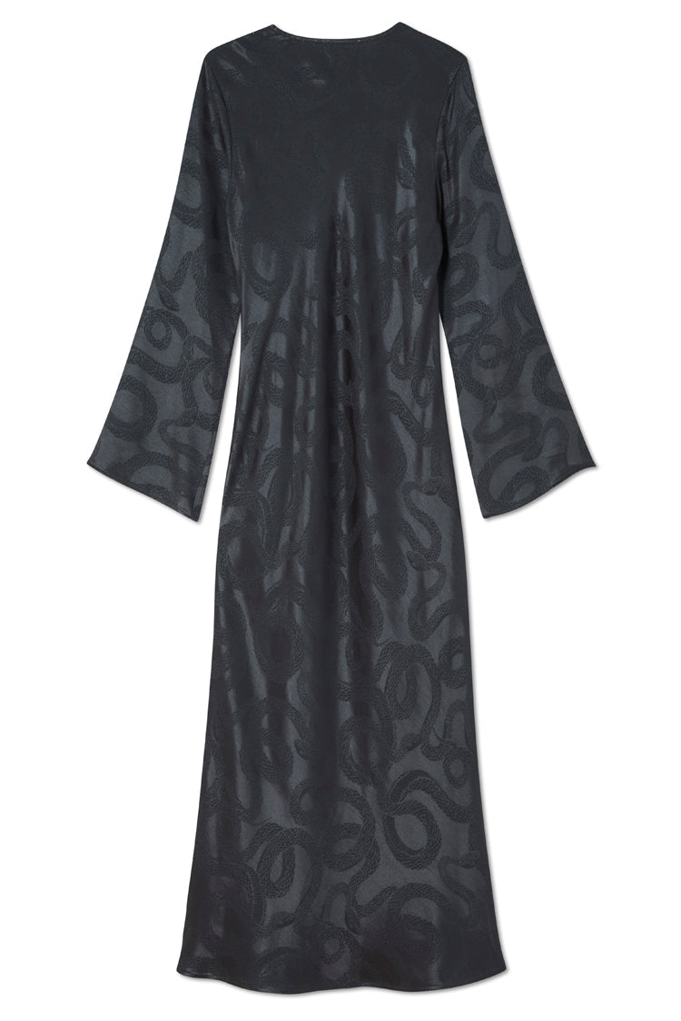 NEVER FULLY DRESSED Charcoal Snake Jacquard Maeve Dress
