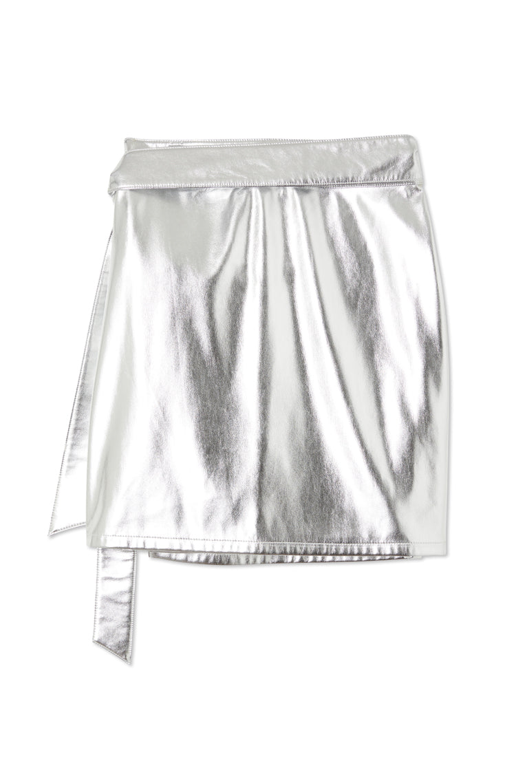 NEVER FULLY DRESSED Silver Vegan Leather Mini Jaspre Skirt