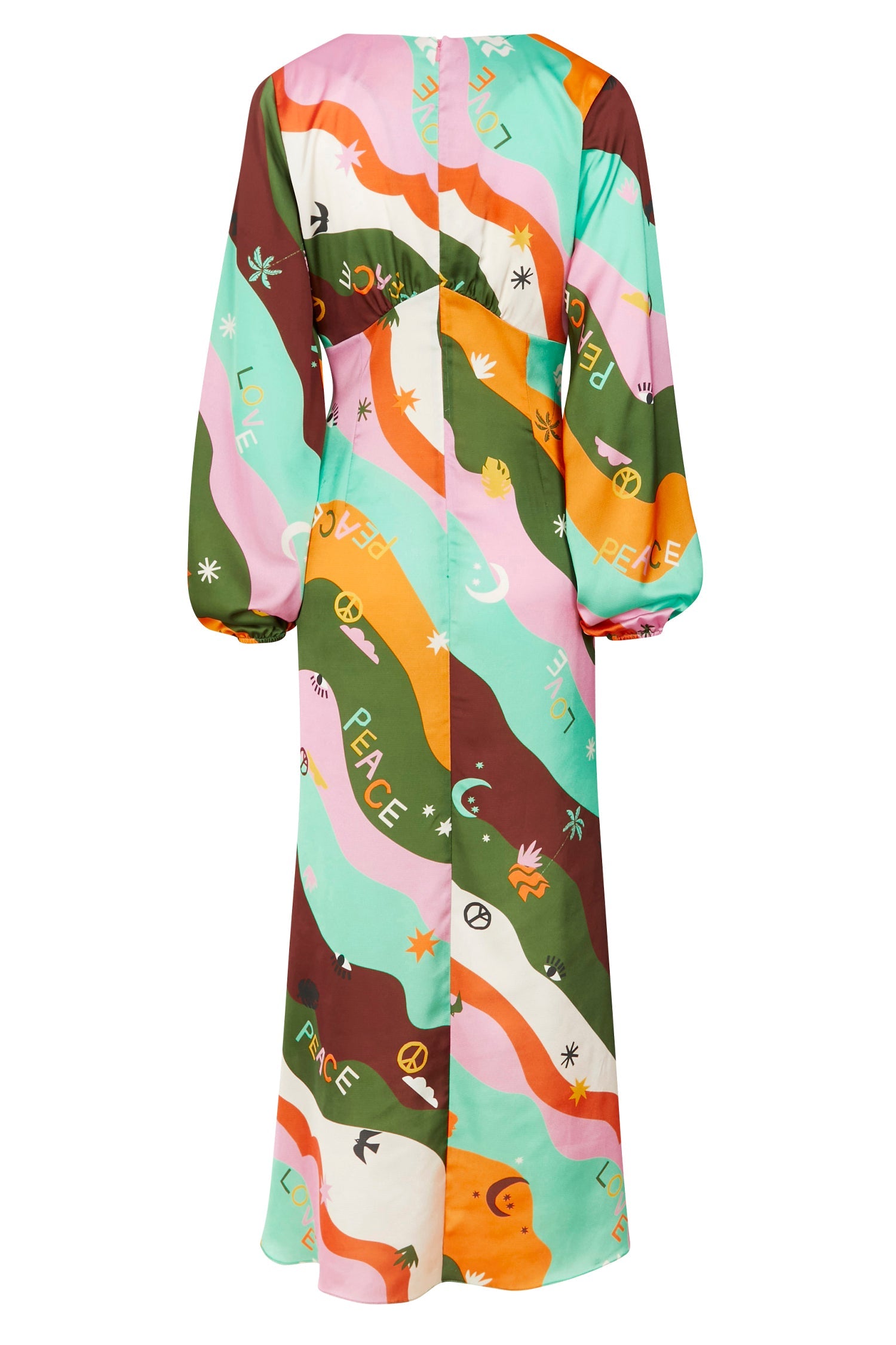  Multi Peace And Love Midi Dress