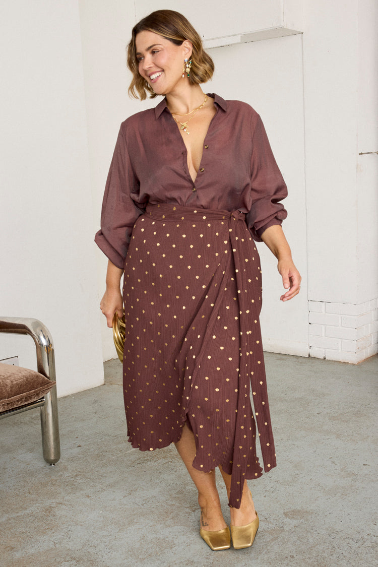 NEVER FULLY DRESSED Coco Plisse Jaspre Skirt