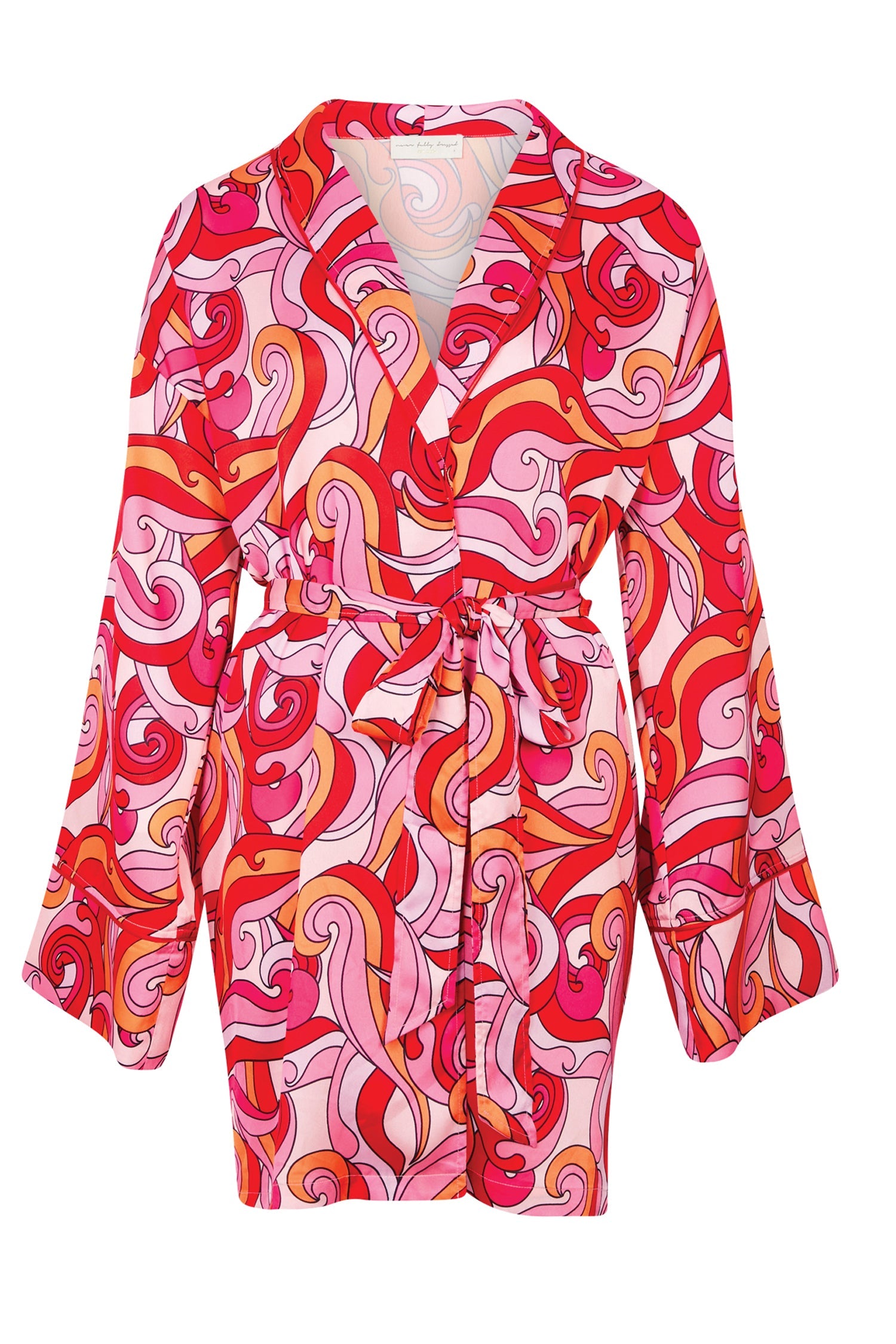  Pink Swirl Satin Dressing Gown