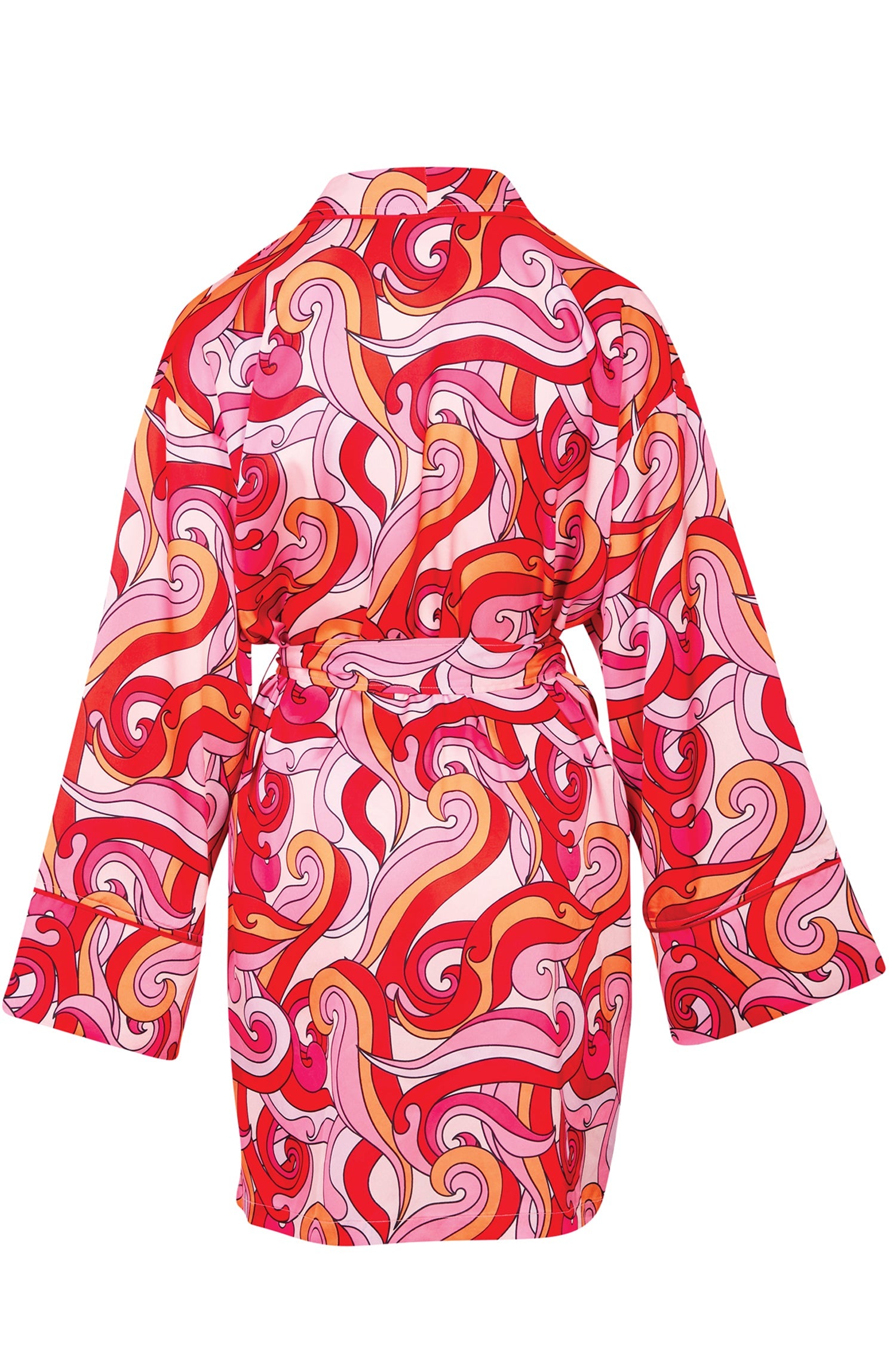  Pink Swirl Satin Dressing Gown