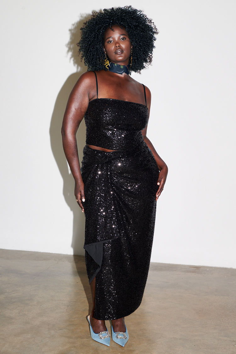 NEVER FULLY DRESSED Black Sequin Jaspre Skirt