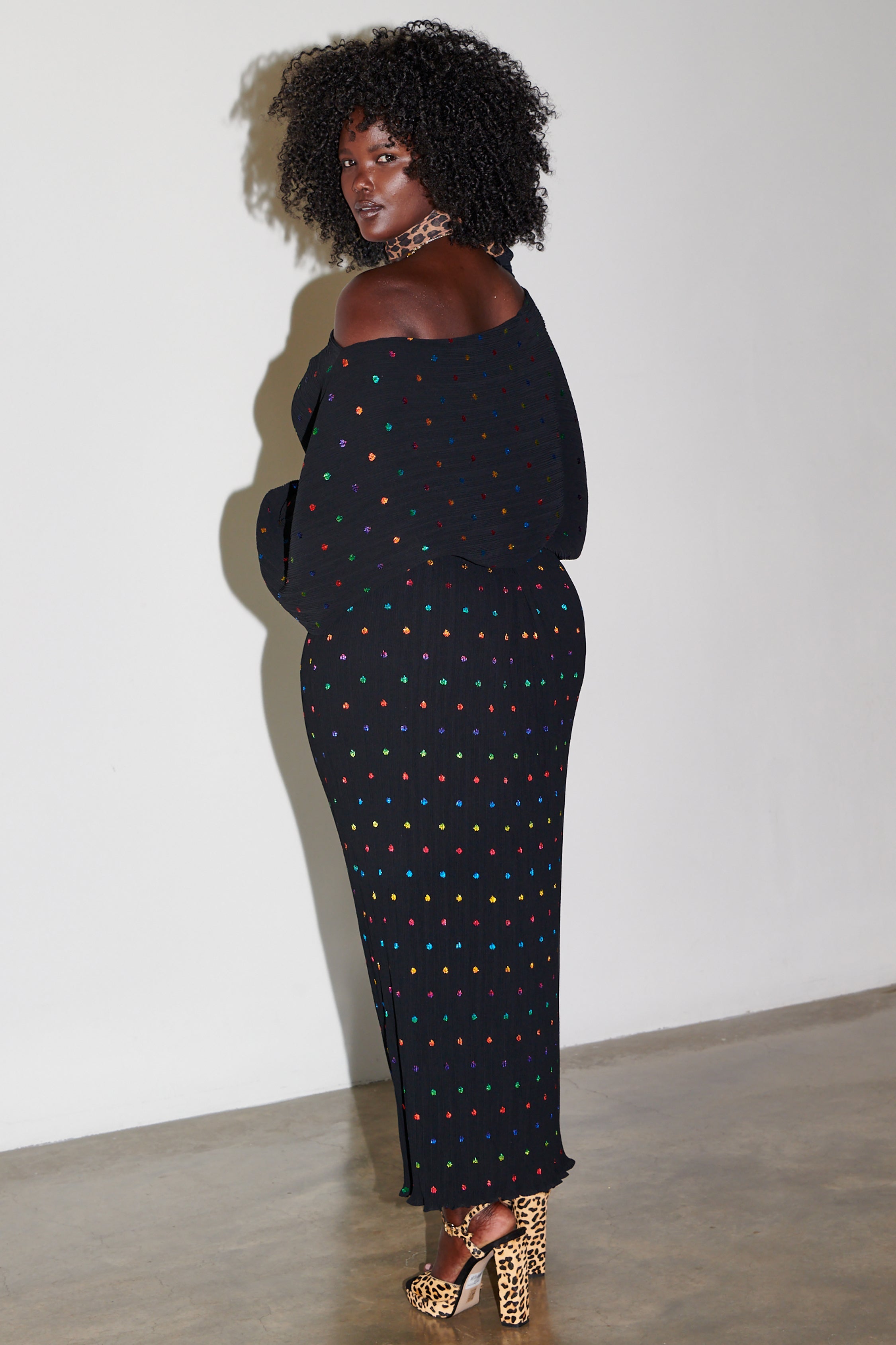 NEVER FULLY DRESSED Multi Spot Long Sleeve Tilly Dress