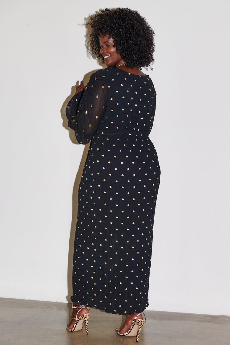 NEVER FULLY DRESSED Black Celia Plisse Dress